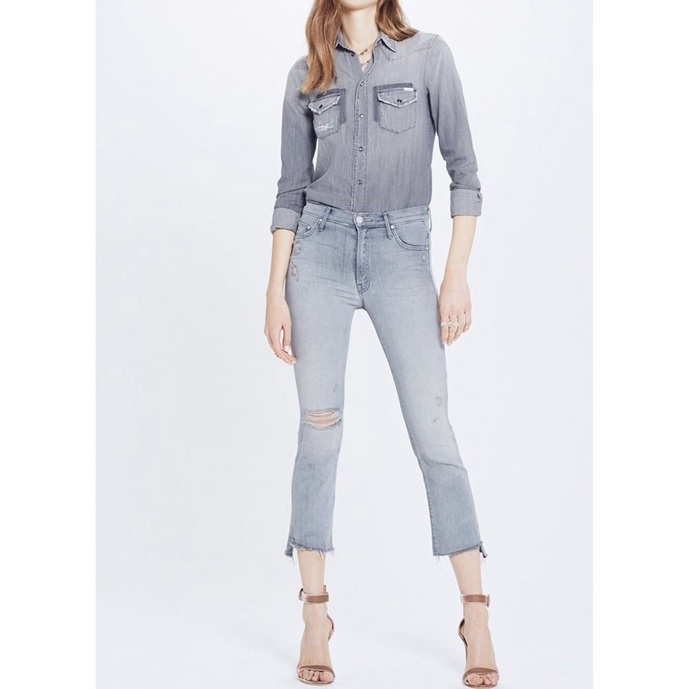 MOTHER Insider Crop Step Fray Best Left‎ In The Shadows Distressed Jeans Size 27